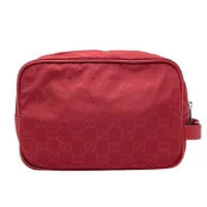 Gucci Leather Red Pouch Bag Shoulder GG Clutch